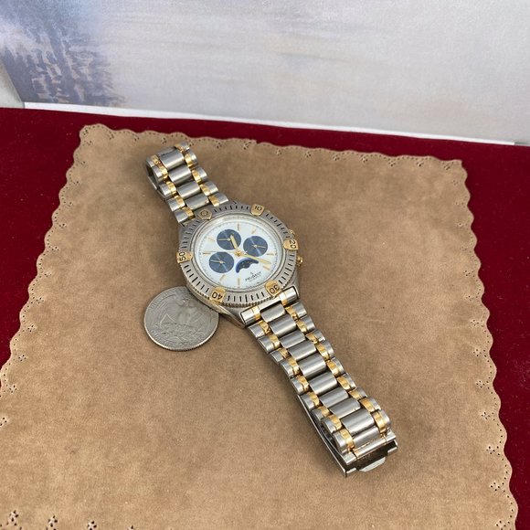 Stunning in Vintage Silver and Gold Peugeot Moonphase Unisex Watch main image 7